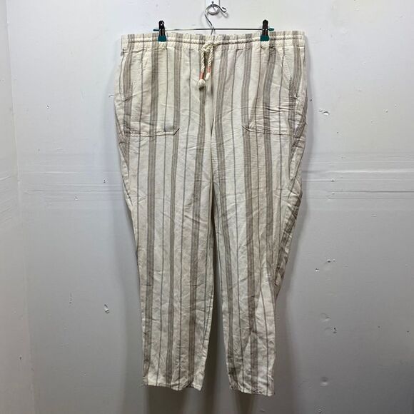 J. Jill Striped Linen Blend Drawstring Pants XL - Picture 1 of 6